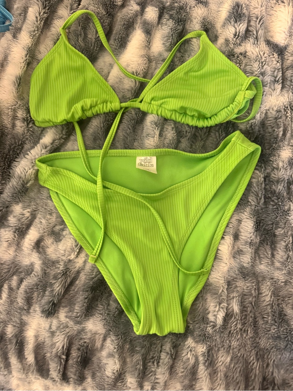 wild fable Neon Green Ribbed Triangle Bikini